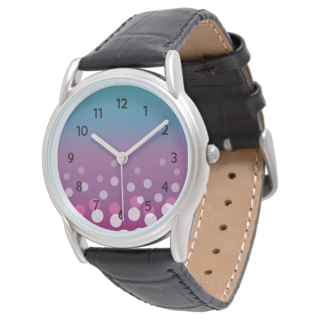 Cranberry-Blue Bubbles (w/Numbers) Watch (Angled)