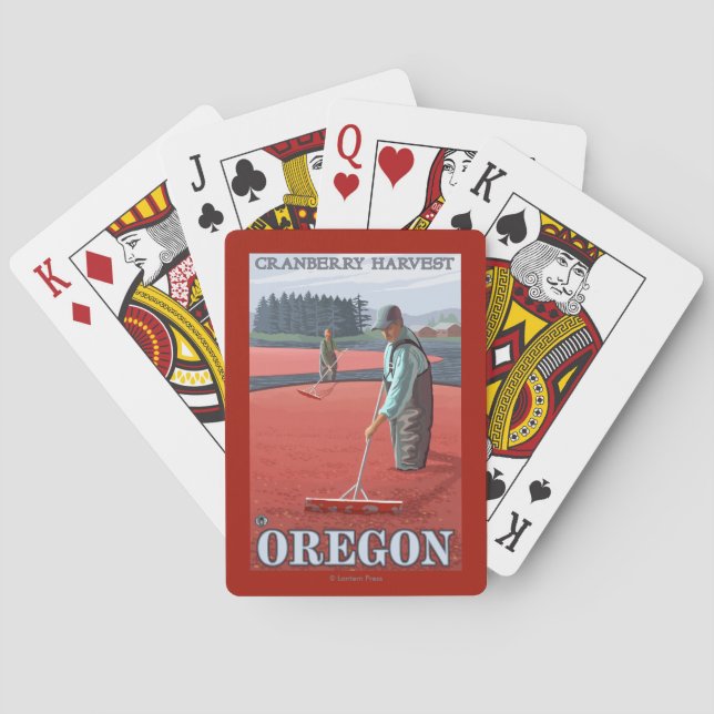 Cranberry Bogs Harvest Vintage Travel Poster Playing Cards (Back)