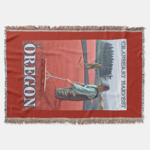 Cranberry Bogs Harvest Vintage Travel Poster Throw Blanket