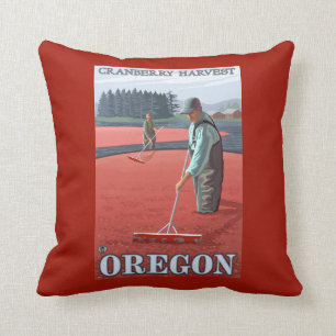 Cranberry Bogs Harvest Vintage Travel Poster Throw Pillow