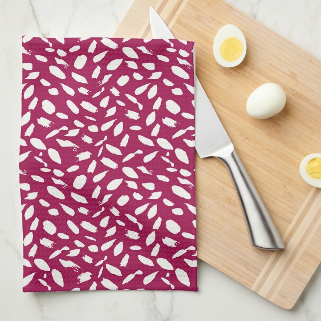 Cranberry Brushstrokes Kitchen Towel (Quarter Fold)