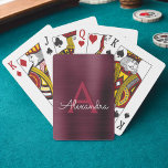 Cranberry Burgundy Purple Stainless Steel Monogram Playing Cards<br><div class="desc">Cranberry Burgundy Purple Faux Metallic Stainless Steel Elegant Monogram Playing Cards. These playing cards can be customized to include your initial and first name and make a great party favour for a birthday party,  bridal shower or bachelorette party.</div>