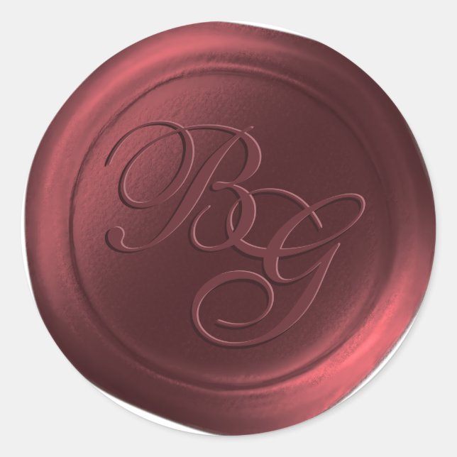 Cranberry Calligraphy Monogram Wax Seal Stickers (Front)