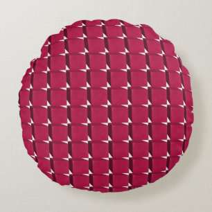 Cranberry Cubes Round Pillow