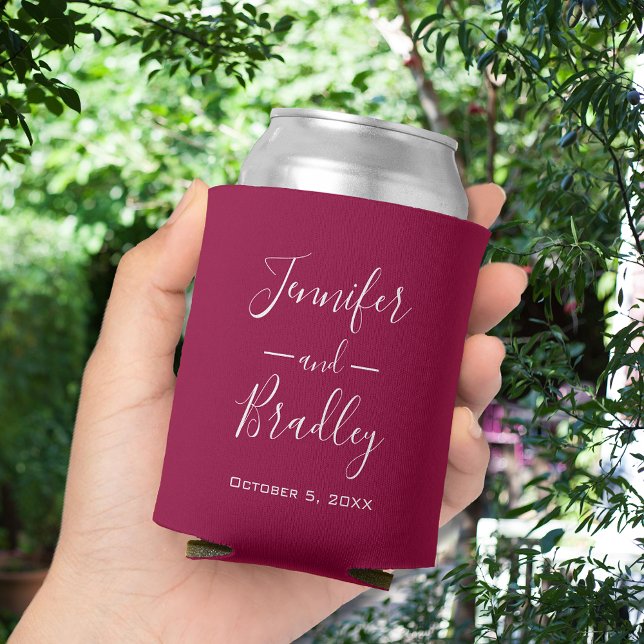 Cranberry Custom Wedding Favour Can Cooler (Cranberry Custom Wedding Favor Can Coolers)