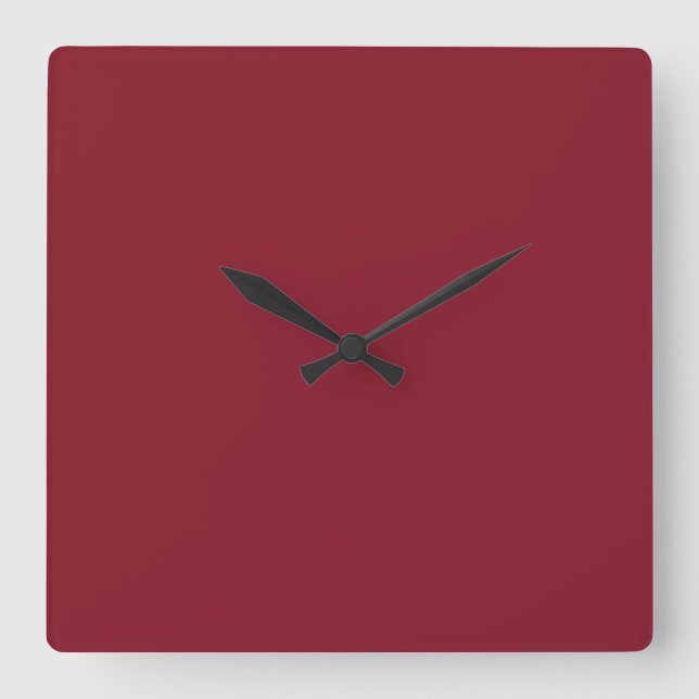 Cranberry Dark Red Solid Trend Colour Background Square Wall Clock (Front)