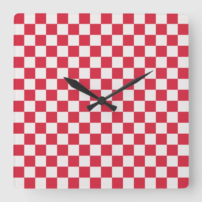 Cranberry fizz checkerboard pattern square wall clock (Front)