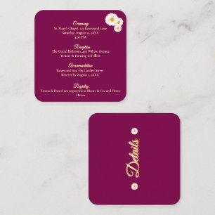 Cranberry Floral Wedding Details Enclosure Card