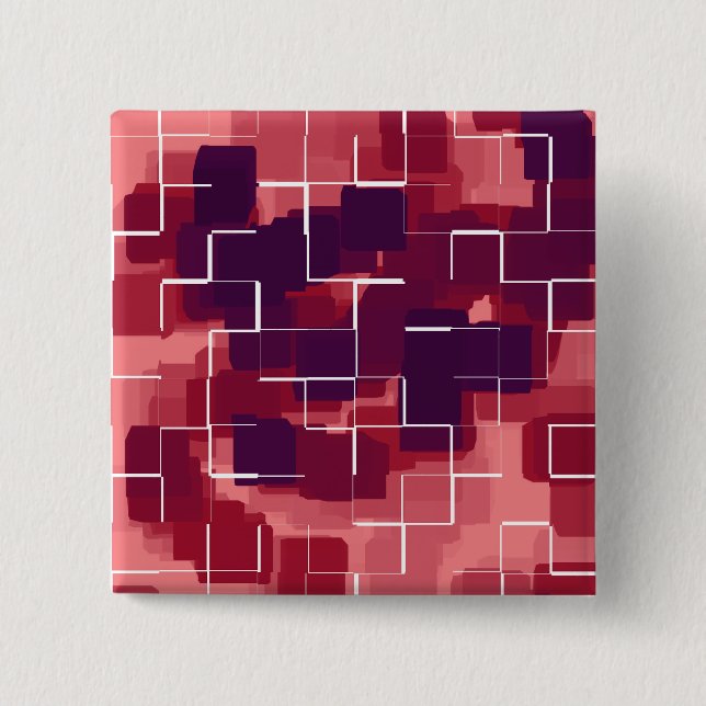 "Cranberry" Geometric Art 2 Inch Square Button (Front)