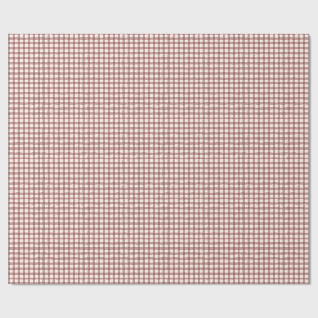 Cranberry Gingham Red Maroon Wrapping Paper (Flat)