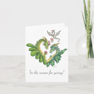 Cranberry-Holly Dragons-  Greeting card