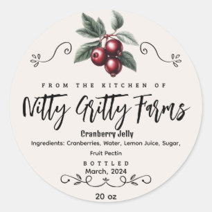 Cranberry Jam Jelly preserve Custom Canning Label