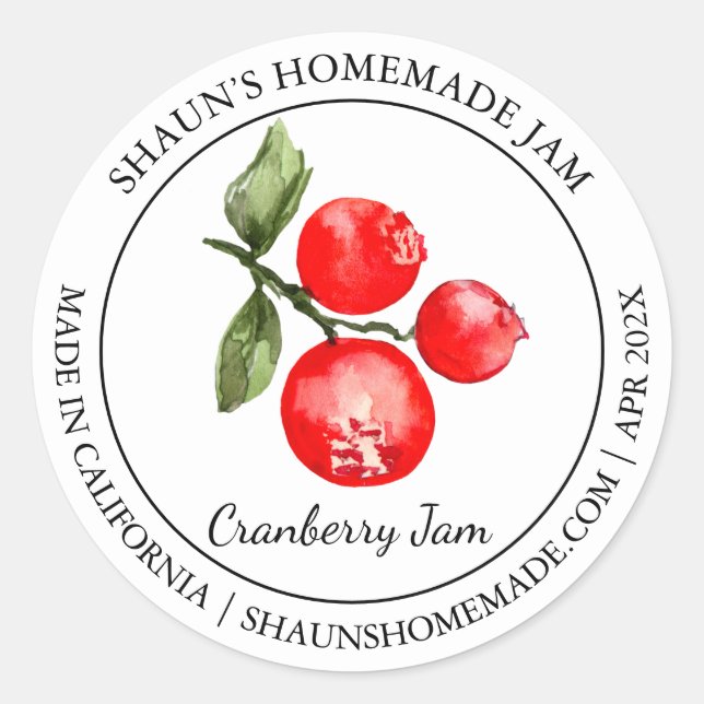 Cranberry Jam Modern label (Front)