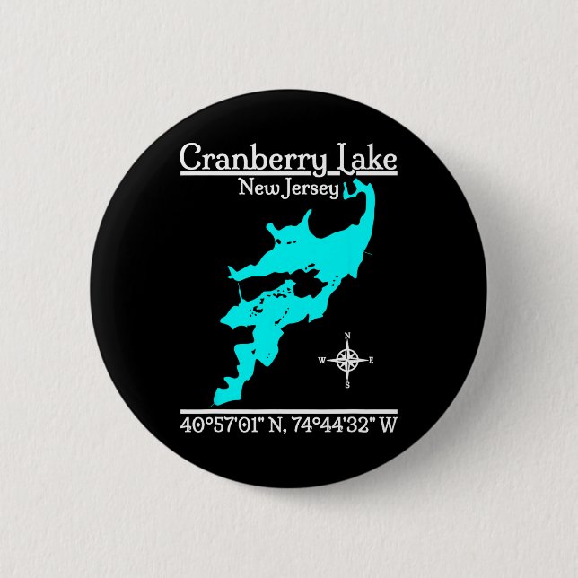 Cranberry Lake, New Jersey  2 Inch Round Button (Front)