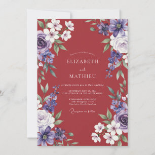 Cranberry Lush Romantic Wedding Invitation