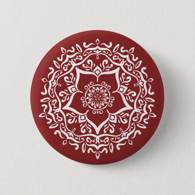 Cranberry Mandala 2 Inch Round Button (Front)