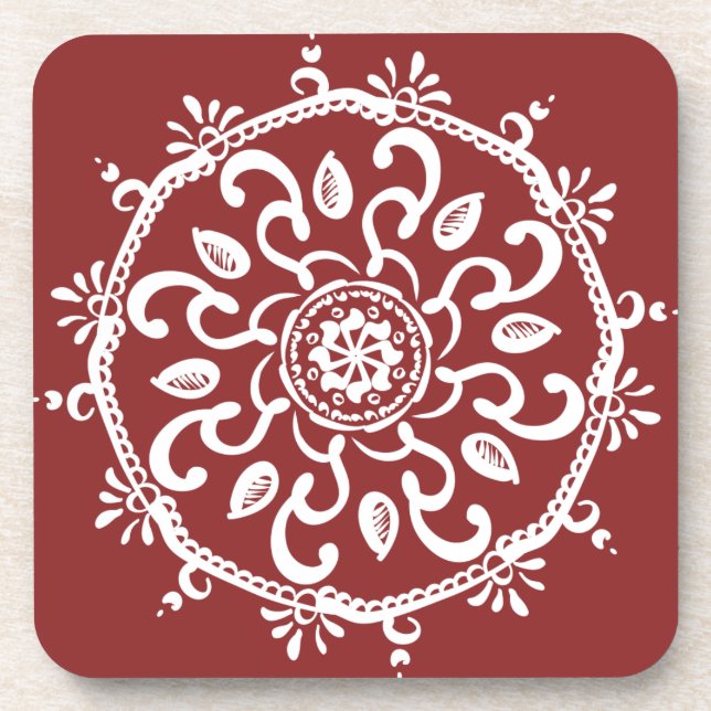 Cranberry Mandala Coaster (Front)
