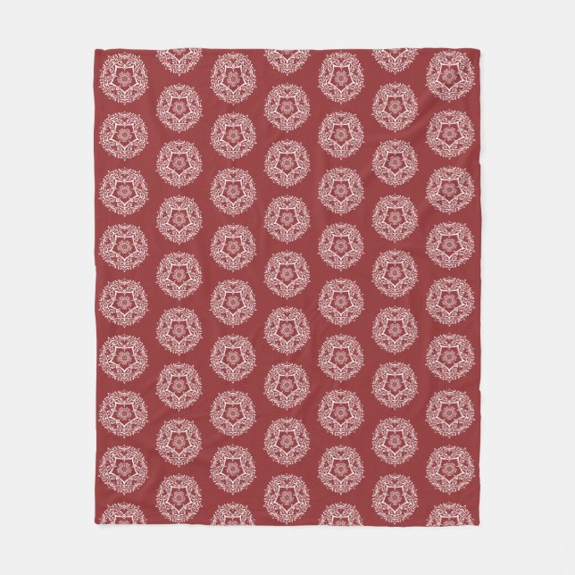 Cranberry Mandala Fleece Blanket (Front)