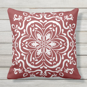 Cranberry Mandala Throw Pillow