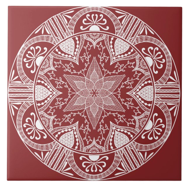 Cranberry Mandala Tile (Front)