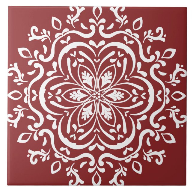 Cranberry Mandala Tile (Front)