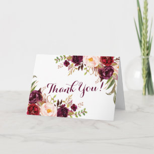 Cranberry, Marsala Thank you Note Card