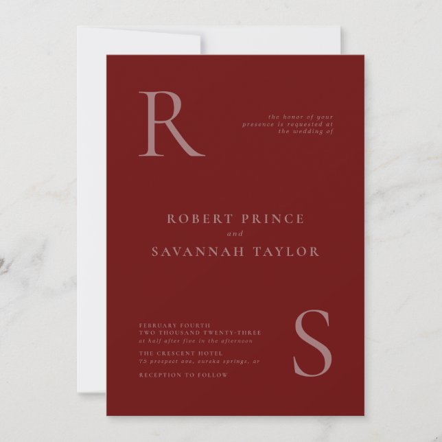 Cranberry Minimalist Wedding Invitation (Front)
