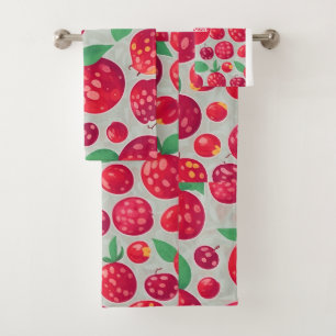 Cranberry Mosaic Colourful Personalized Pattern Bath Towel Set