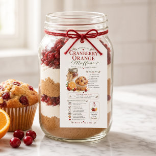 Cranberry Orange Muffins Recipe Mason Jar Baking  Gift Tags