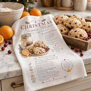 Cranberry Orange Scone Mix Recipe Christmas Kitchen Towel