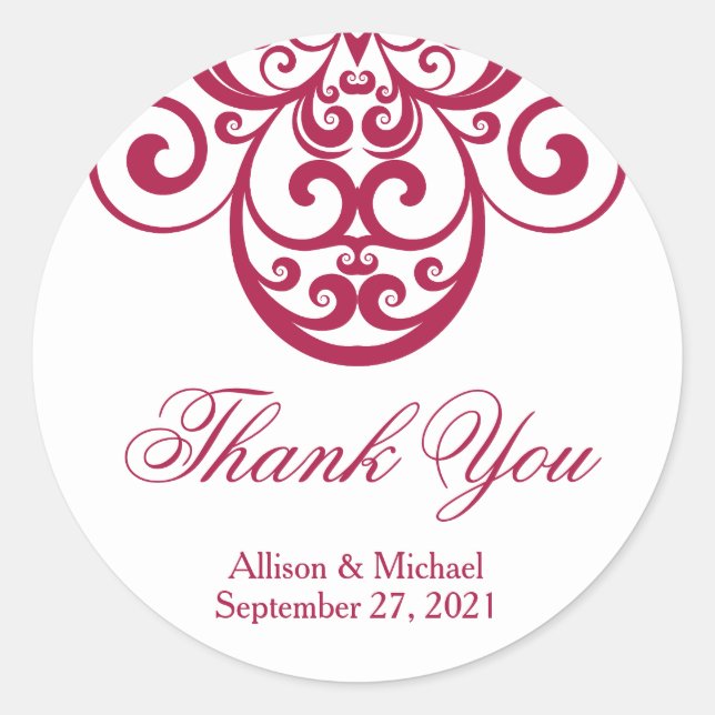 Cranberry Ornate, Thank You Stickers (Front)