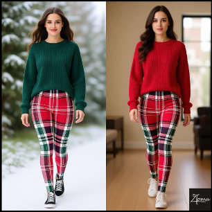 Cranberry Plum Forest Tartan Winter Plaid Leggings