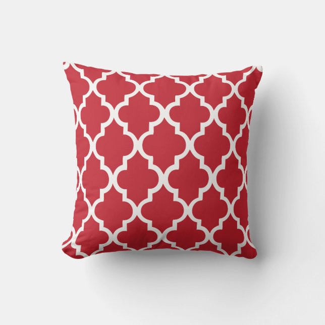 Cranberry Quatrefoil Pattern Throw Pillow (Front)