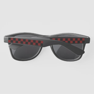 Cranberry Red and Black Chequerboard Pattern  Sunglasses