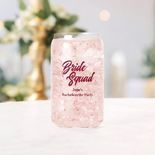 Cranberry Red Bride Squad Bachelorette Party Can Glass