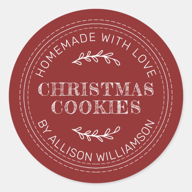 Cranberry Red Christmas Cookie Label (Front)