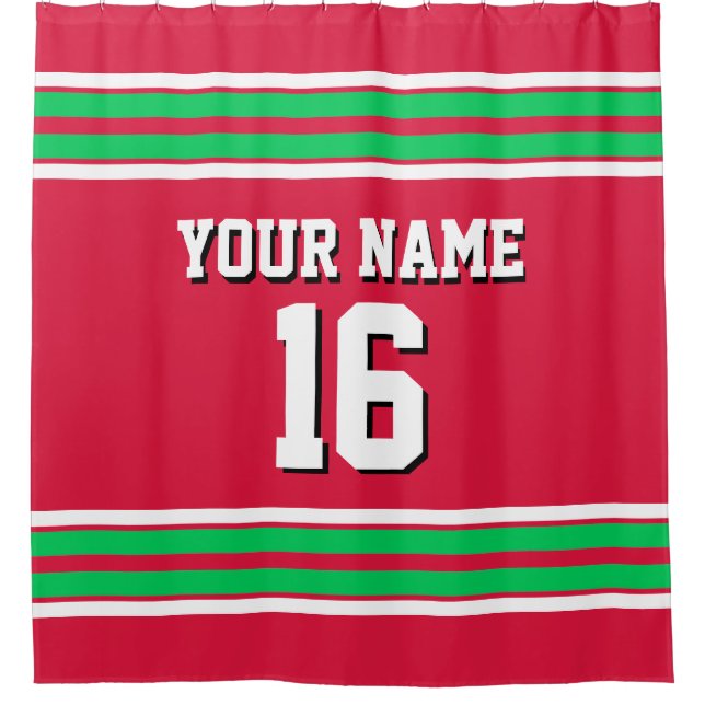 Cranberry Red Emerald Green Stripes Sports Jersey (Front)
