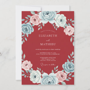Cranberry Red Exquisite Winter Wedding Invitation