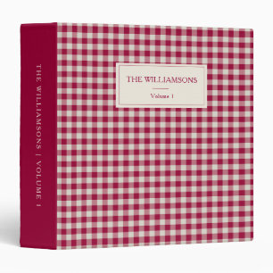Cranberry Red Gingham Family Photo Album Custom  Binder