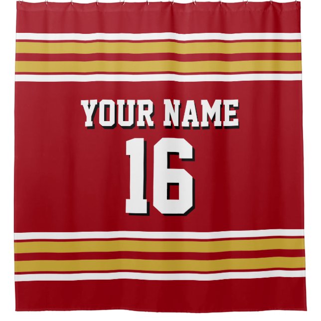 Cranberry Red Gold White Stripes Sports Jersey (Front)
