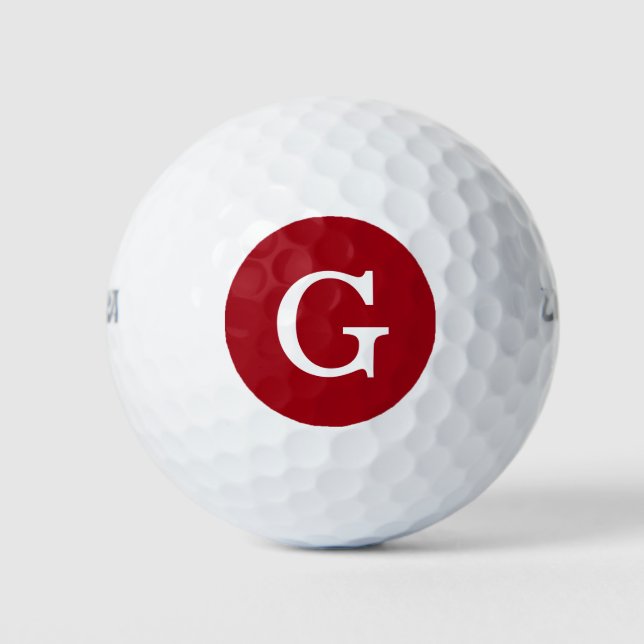 Cranberry Red Initial Monogram Golf Balls (Front)