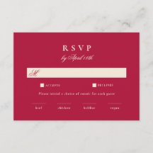 Cranberry Red Old Money Wedding RSVP Card