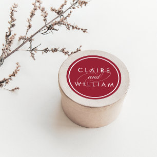 Cranberry Red Personalized Wedding Classic Round Sticker