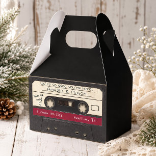 Cranberry Red Retro Cassette Tape Wedding Favour Favor Box