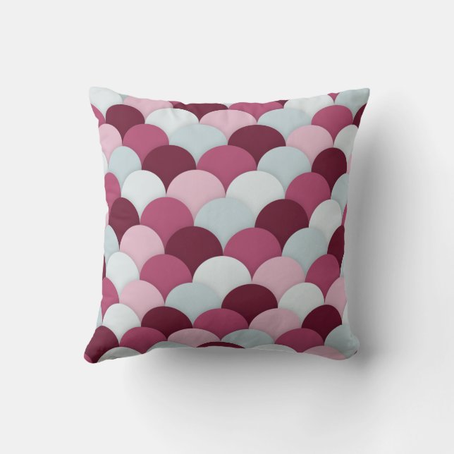 Cranberry Red Scallop Pattern Throw Pillow (Back)