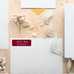 Cranberry Red Stylized Name Wedding Return Address