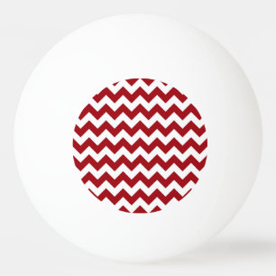 Cranberry Red White Chevron Zig-Zag Pattern Ping Pong Ball
