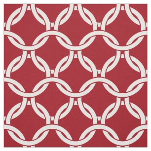 Cranberry Red, White Linked Circles Pattern #1 Fabric