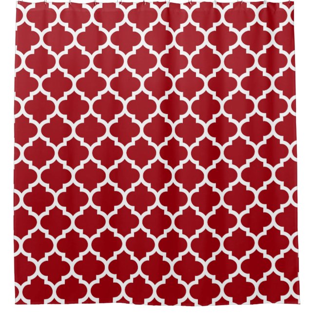 Cranberry Red White Moroccan Quatrefoil Pattern #5 (Front)