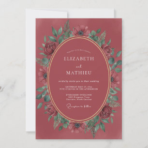 Cranberry Romantic Winter Wedding Invitation